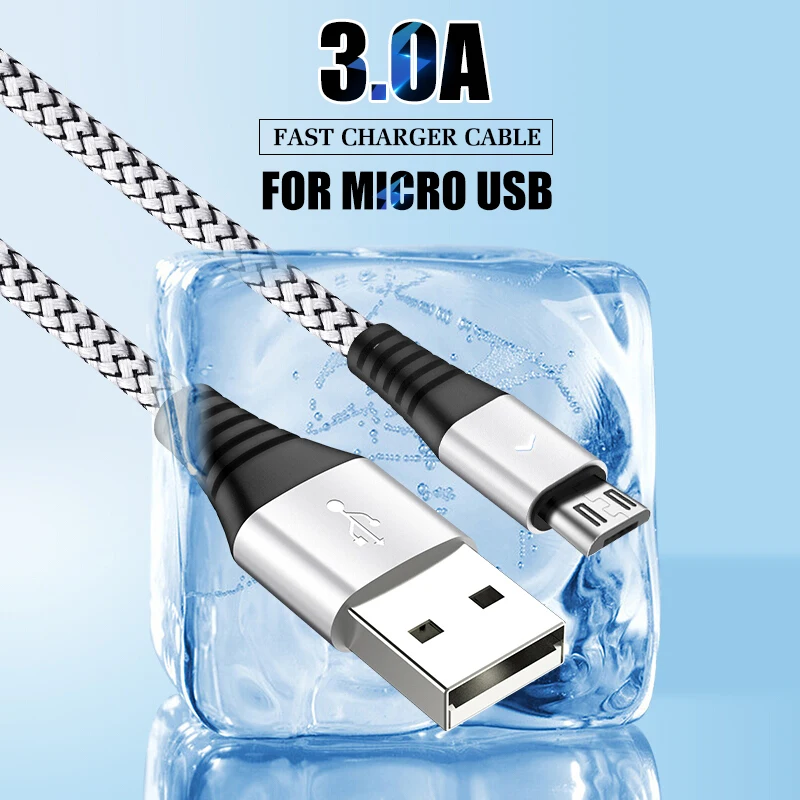 

3A Fast Charging Wire Micro USB Cable For Samsung Xiaomi Glowing LED light Microusb Data Cable For Huawei Mobile Phone USB Cable