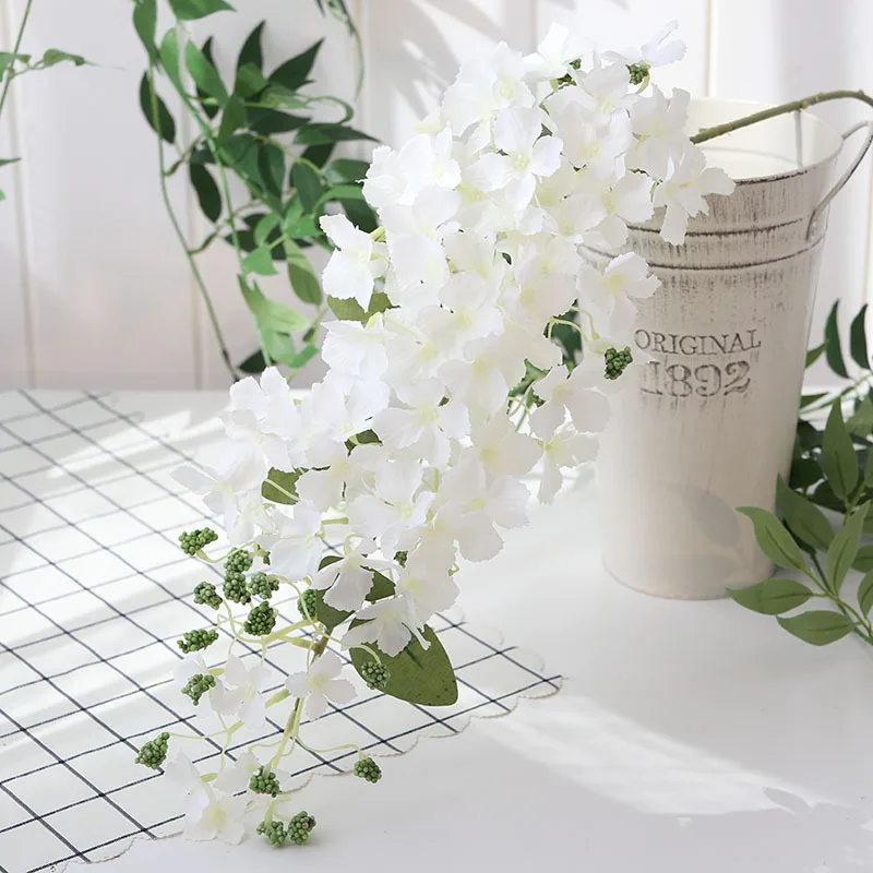 JAROWN Simulation Long Hydrangea Wedding DIY Decorative Flower Home Party Decorations Flores Artificial Silk Fake Flowers (2)
