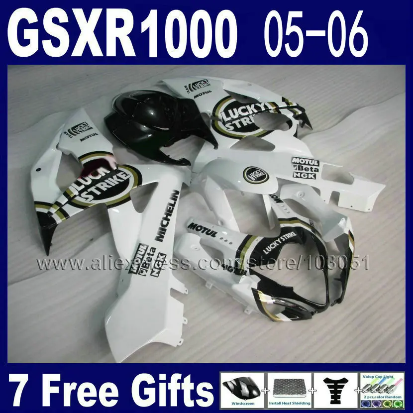 ABS литья формованный обтекатель комплект для suzuki 2005 GSXR 1000 2006 K5 gsxr1000 05 GSXR1000 06 Белый