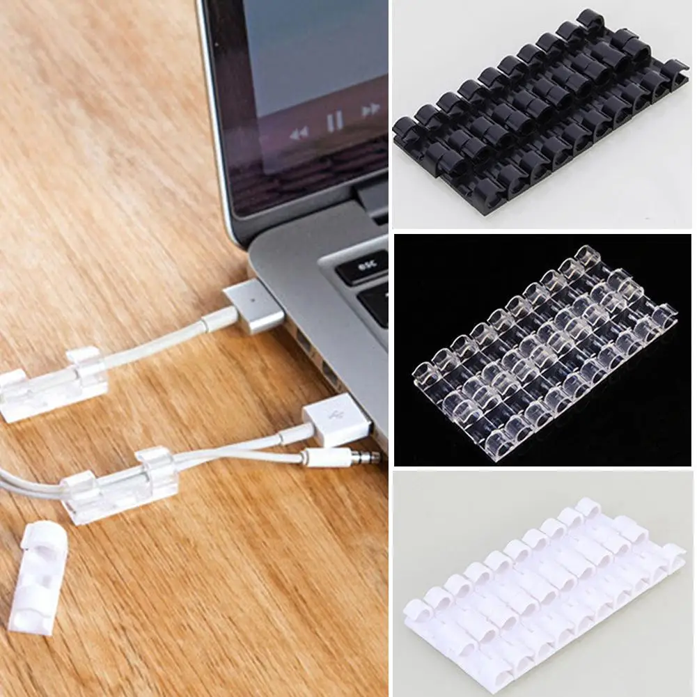 

20Pcs Self-Adhesive Cable Clips Organizer Wire Ties Cord Fixer Holder Fastener Self-Adhesive Cable Clips Organizer