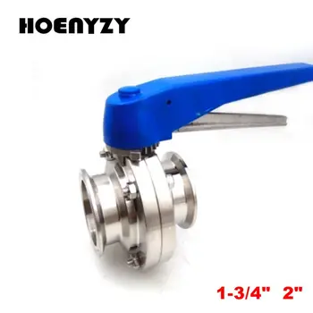 

1-3/4" 2" Pipe OD 45mm 51mm Sanitary Butterfly Valve SS304 Ferrule OD 64mm Fit Tri Clamp Squeeze Trigger Handle for Homebrew