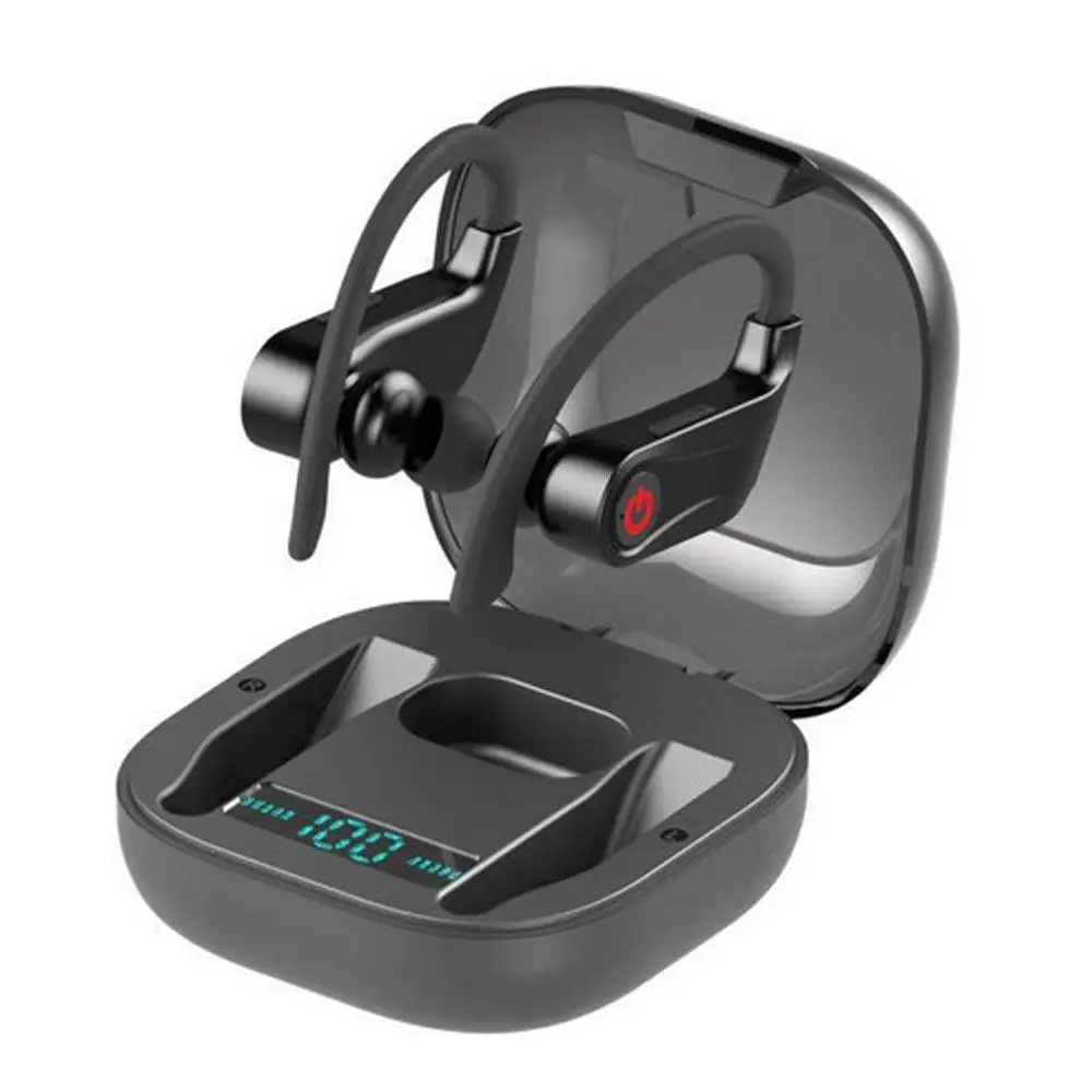 

Ear Hook Wireless Headset with 1500mAh Digital Display Charging Case Soft 3D Sound Automatic Pairing Sports Earphones