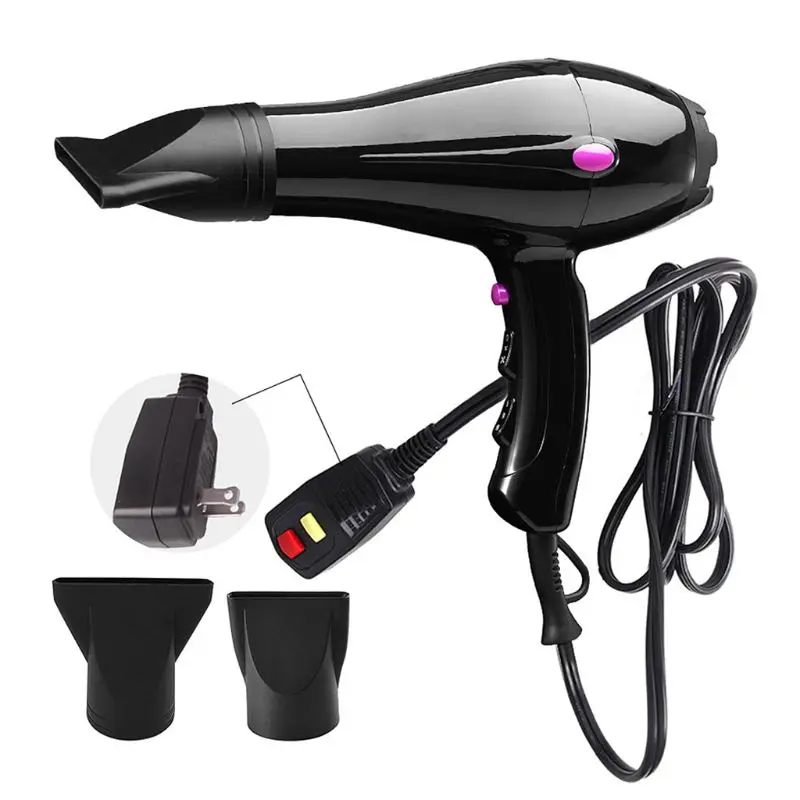 

1875W Powerful Professional Hair Dryer With 2 Nozzles Fast Drying Blow Dryer US Plug