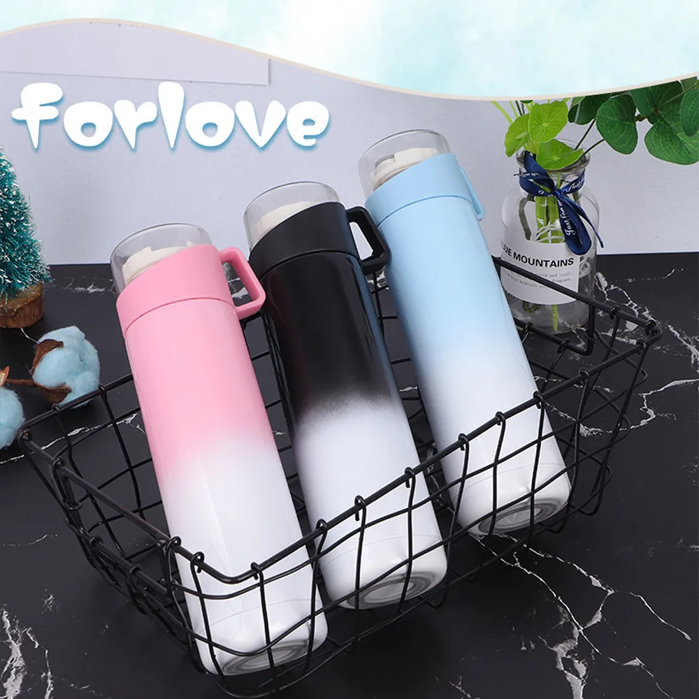 

500ML Sport Water Bottle Cool Handle Stainless Steel Cup Insulated Mug Vacuum School Travel Office Drinking Household Drinkware