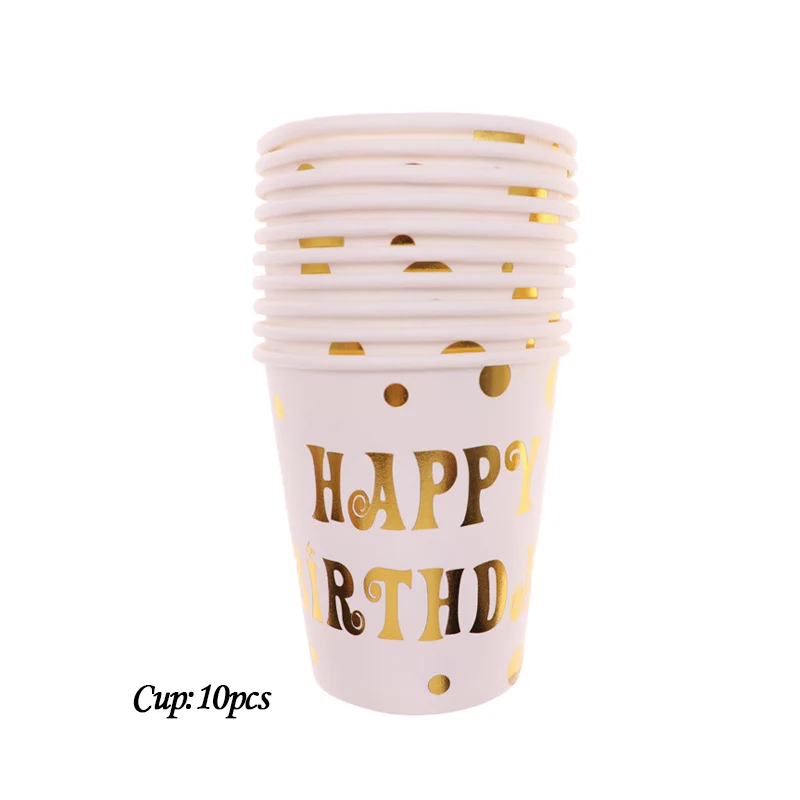 Золотая фольга 10 шт./лот тема чашки день рождения Праздничная бумажная посуда украшения принадлежности для детей вечерние