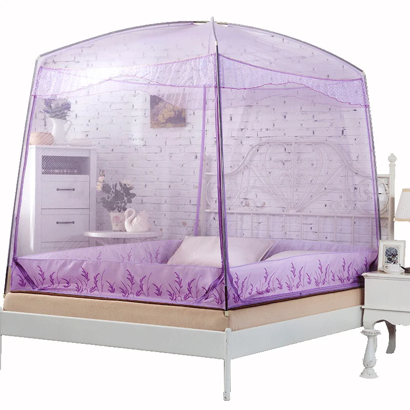 Большой двуспальная кровать москитная сетка вставки Полог для декора комнаты лагерь студент кровать палатка кружева москитной сеткой Шторы купол навес