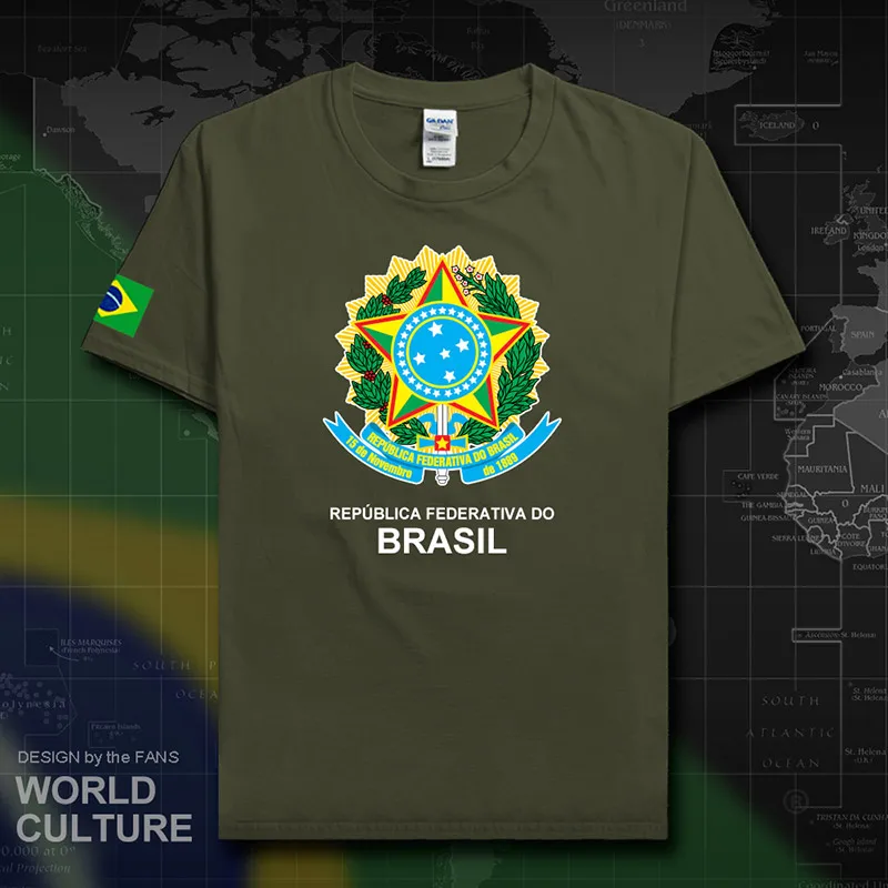 Бразильская бразильская Футболка мужская футболки хлопок национальная команда Майки страна футболка вентиляторы одежда brasil бюстгальтер топы 20 - Цвет: T01militarygreen