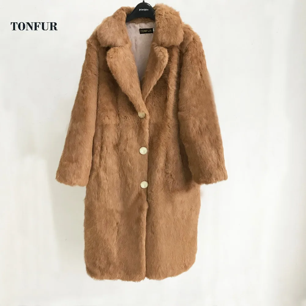 Новое поступление 2019 шуба TONFUR из натурального кроличьего меха с отложным