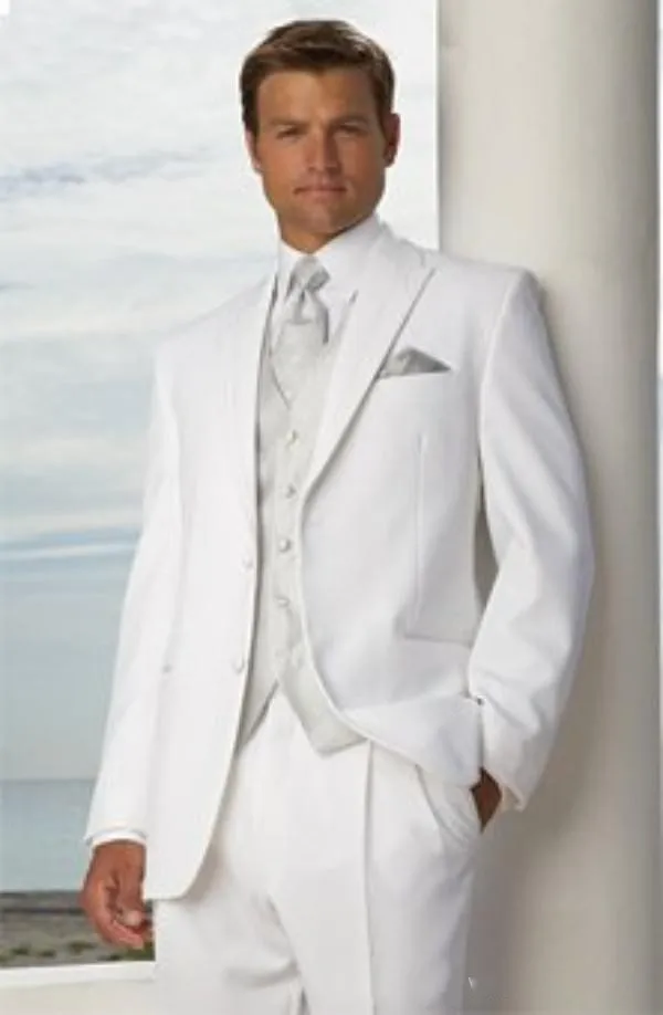 На заказ классические узкие смокинги для жениха белые лучшие мужские пиковые лацкан друг жениха Мужские свадебные костюмы(пиджак+ брюки+ галстук+ жилет