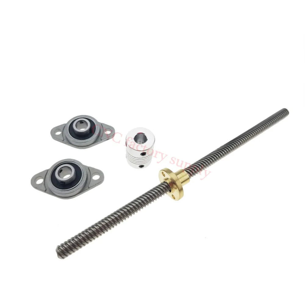 

3D Printer T8-750 Stainless Steel Lead Screw Set with KFL08 With Shaft Coupling Dia 8MM Pitch 2mm Lead 4mm Length 750mm
