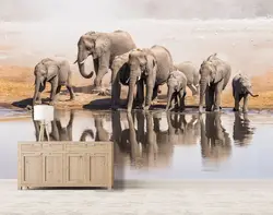 [Самоклеющиеся] 3D тропический слон группа река 7 настенная бумага росписи стены печати настенные наклейки