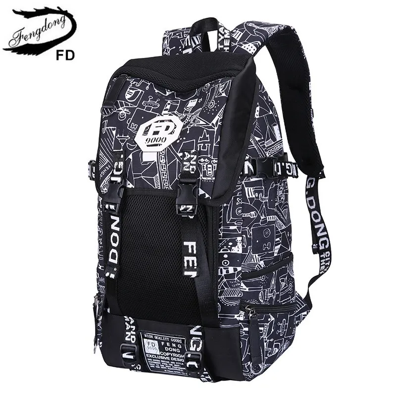 

FengDong men large travel backpack waterproof smart usb backpack boy big back bag student school backpack for laptop 17 inch