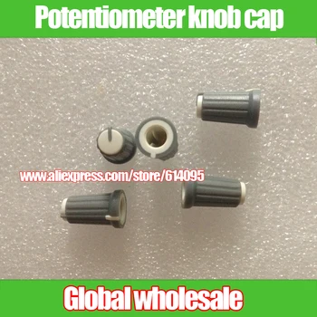 

20pcs width 12MM * high 19MM Potentiometer knob cap / white / axle within hole 6MM / indication scale 90 degrees