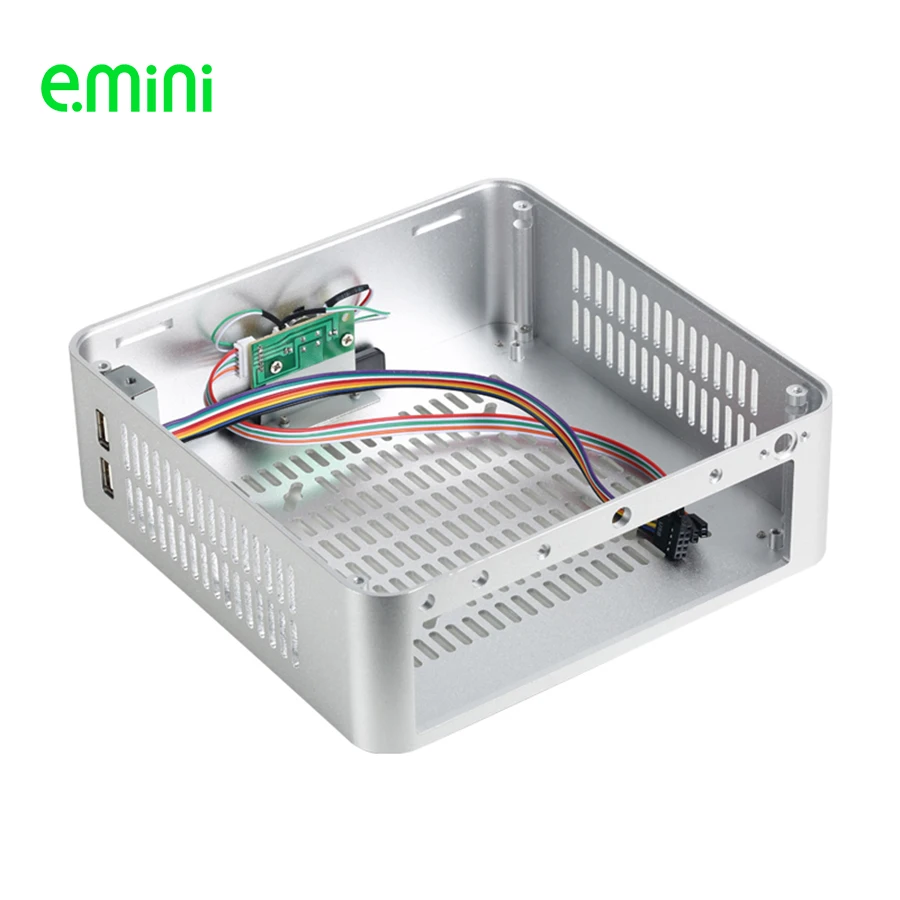 E.MINI H65S Mini ITX корпус компьютера алюминиевый для настольного ПК с двумя USB2.0 офиса