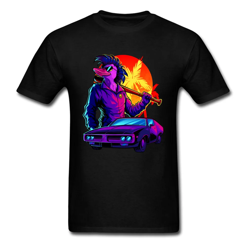 Miami Duck Normal Tops & Tees Short Sleeve for Men Pure Cotton Summer Autumn Crewneck T-shirts Unique Tee Shirt Dominant Miami Duck black