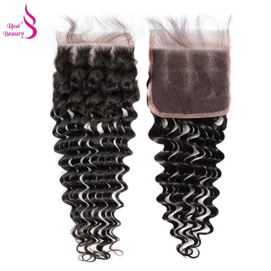 Real Beauty Peruvian Deep Wave Hair With Swiss Lace Closure 4Pcs Human Hair Weaves Remy Hair Bundles With Closure 8-30 (18)