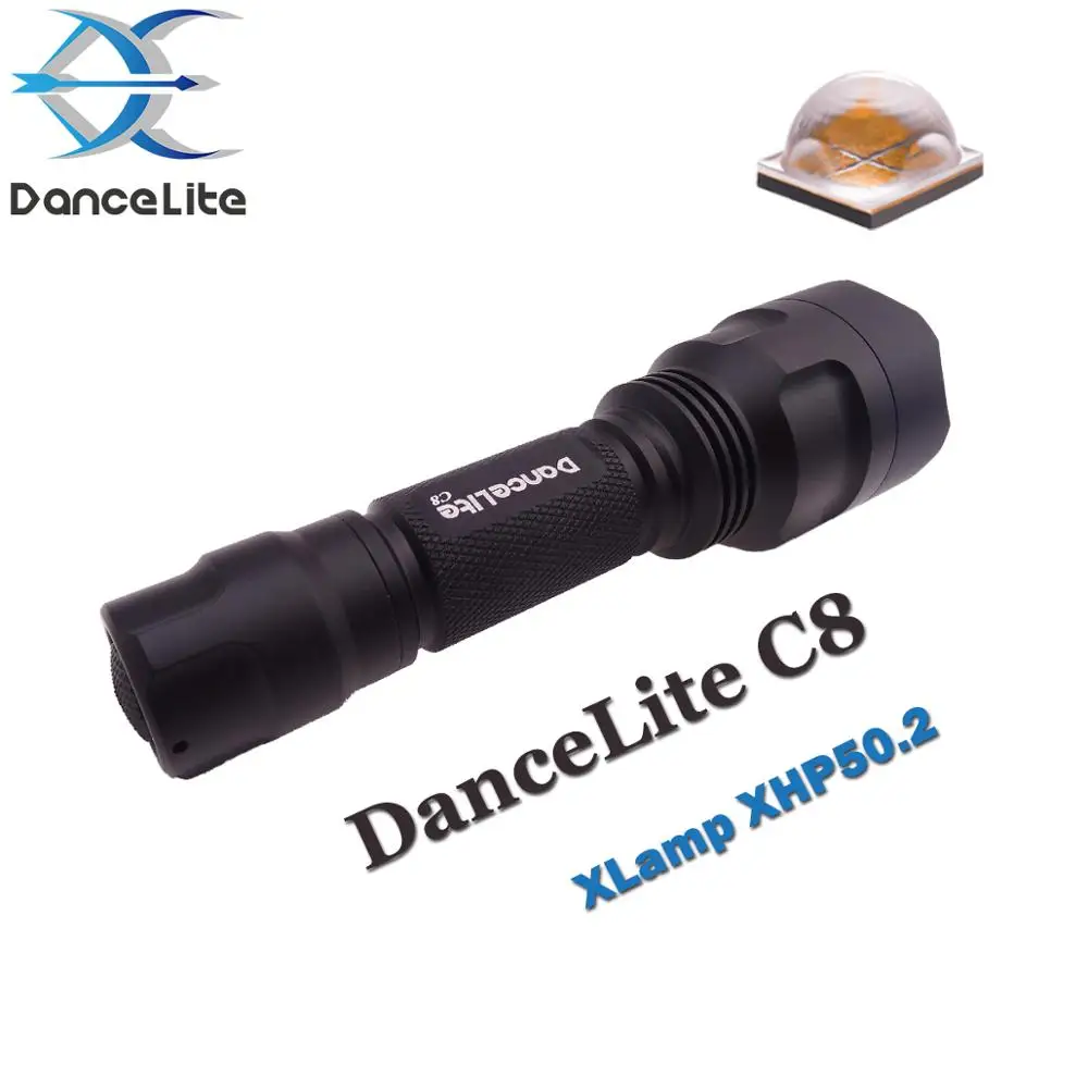 2600Lm DanceLite C8 обновление 3,0 V XHP50.2 мощный светодиодный фонарик 18650 фонарь охотничий фонарь(OP/SMO