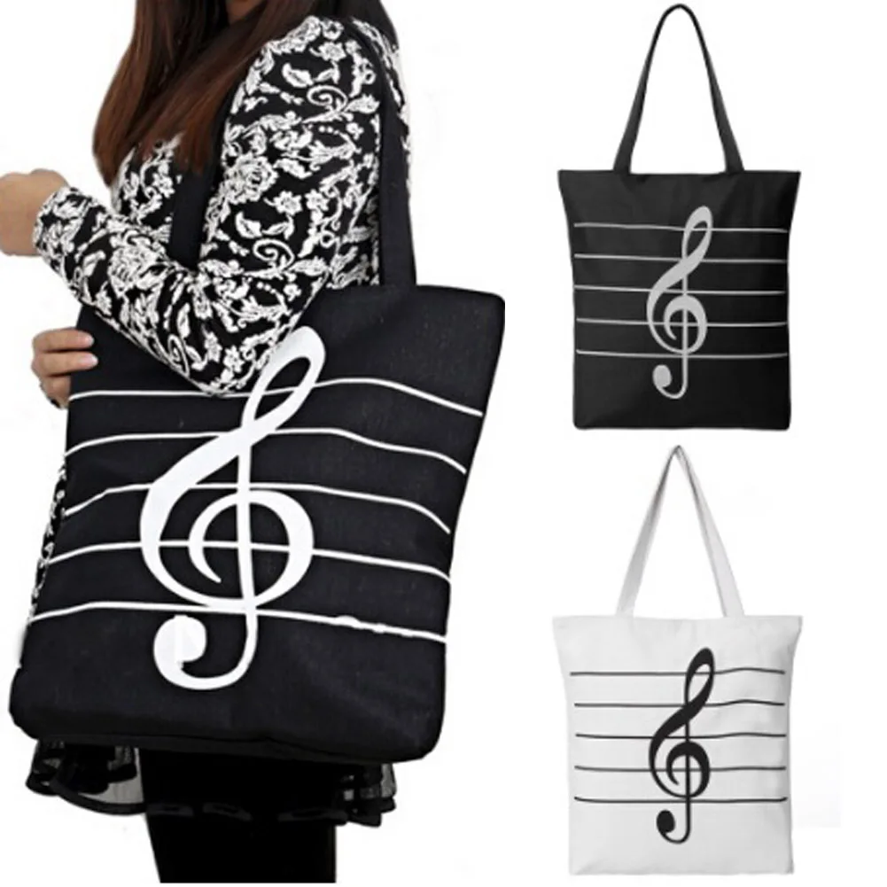 

Notes Totes Handbag Large High Quality Music Notes Bag New Women Girls Canvas Musical Shopping Shoulder Bag