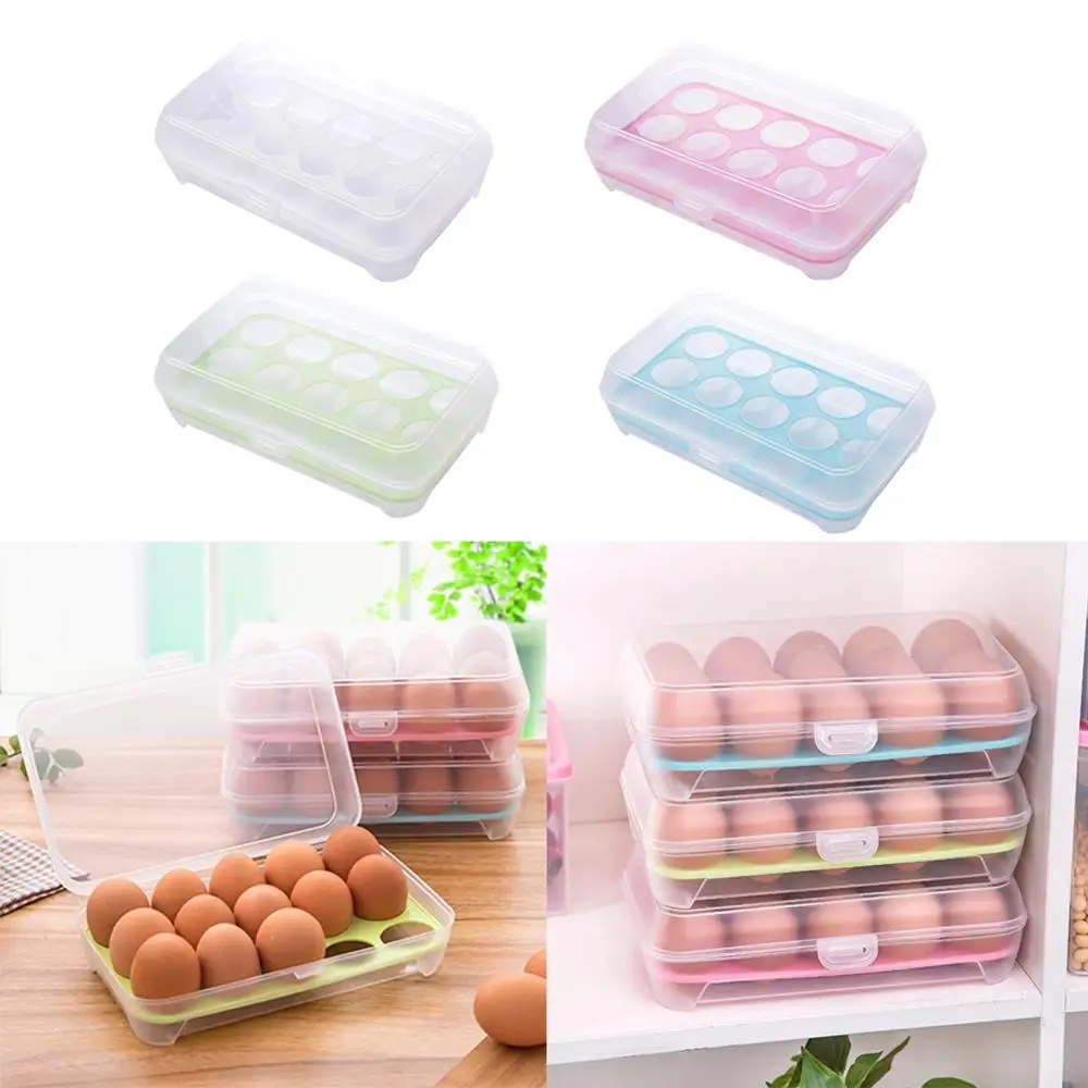 

15 Grid Eggs Holder Clear Food Storage Container Refrigerator Storage Box Case Food Preservation Plastic Boxes Kitchen Organizer