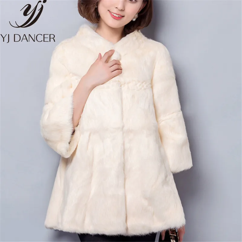 2018 En Tout purple Grande white black red Css339 Femmes Purple pink La gray D'hiver Version Taille De Section Coréenne Manteau Fourrure Lapin Nouvelle Cuir Longue Lâche Powder rzqwSrv
