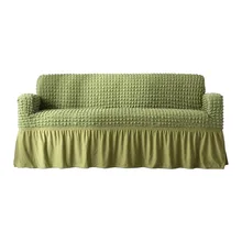 Роскошный диван крышка 3D попкорн Стиль чехол универсальный мебель Протектор Эластичный чехол для дивана с элегантные юбки Зеленый