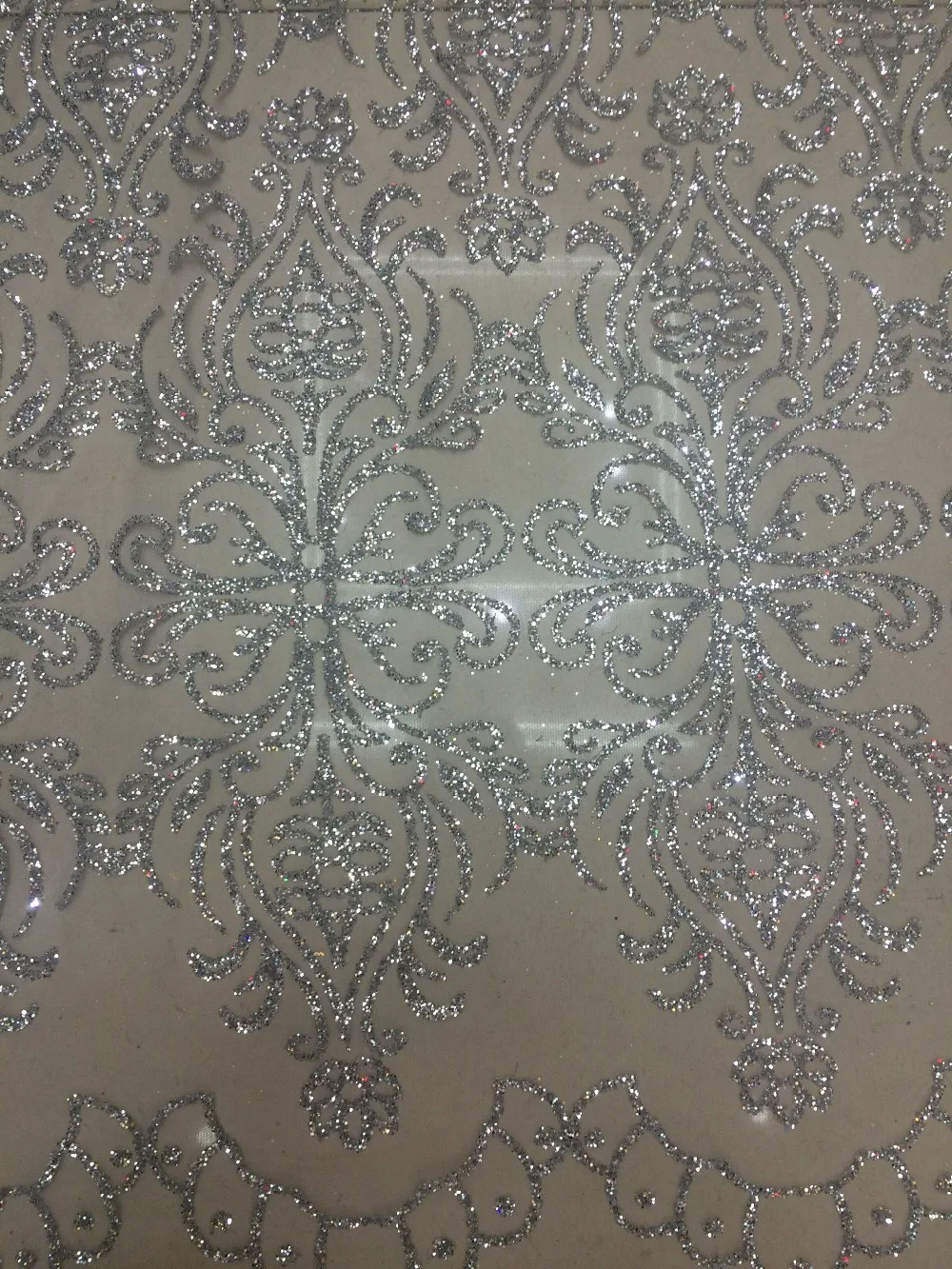 

CiCi-52402 nigerian french fabric with glitter high quality glued glitter net lace silver african net Lace fabric