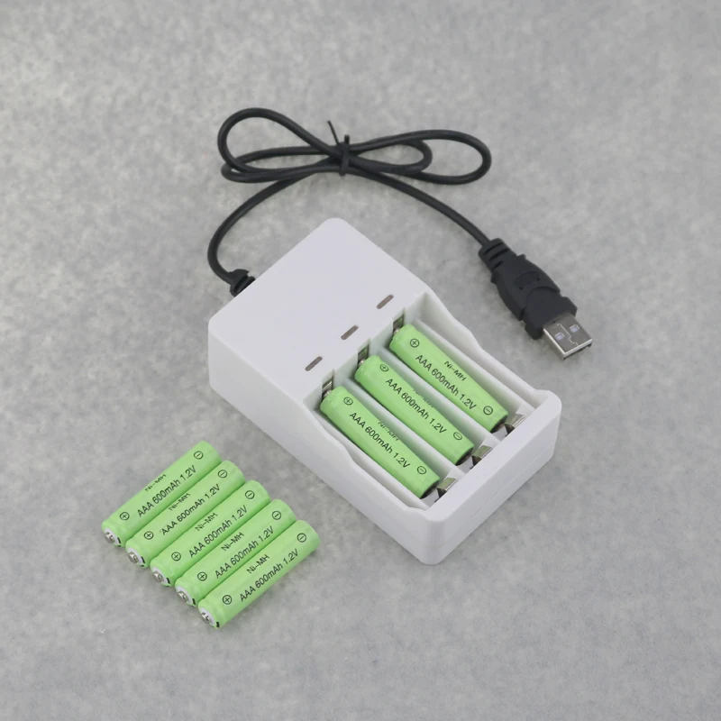 8pcs rechargeable ni cd 600mah 1 2v aaa size 7 batteries 1pc dc 5v