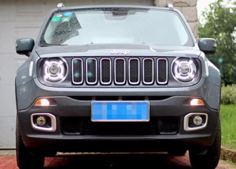 Автомобильные стильные мощные фары для JEEP Renegade светодиодные фары для Renegade Головной фонарь Angel eye led DRL передний свет Биксеноновые линзы