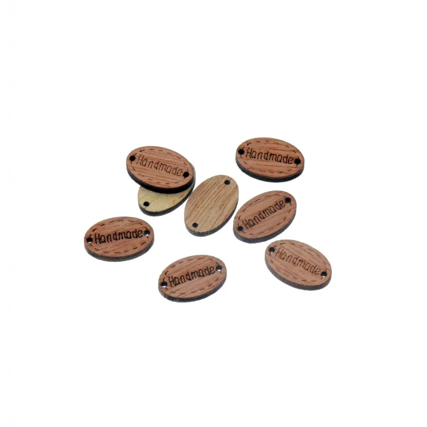 

Free Shipping Retail 20Pcs Brown Color "Hand made" 2 Holes Connectors Sewing Wood Buttons Scrapbooking
