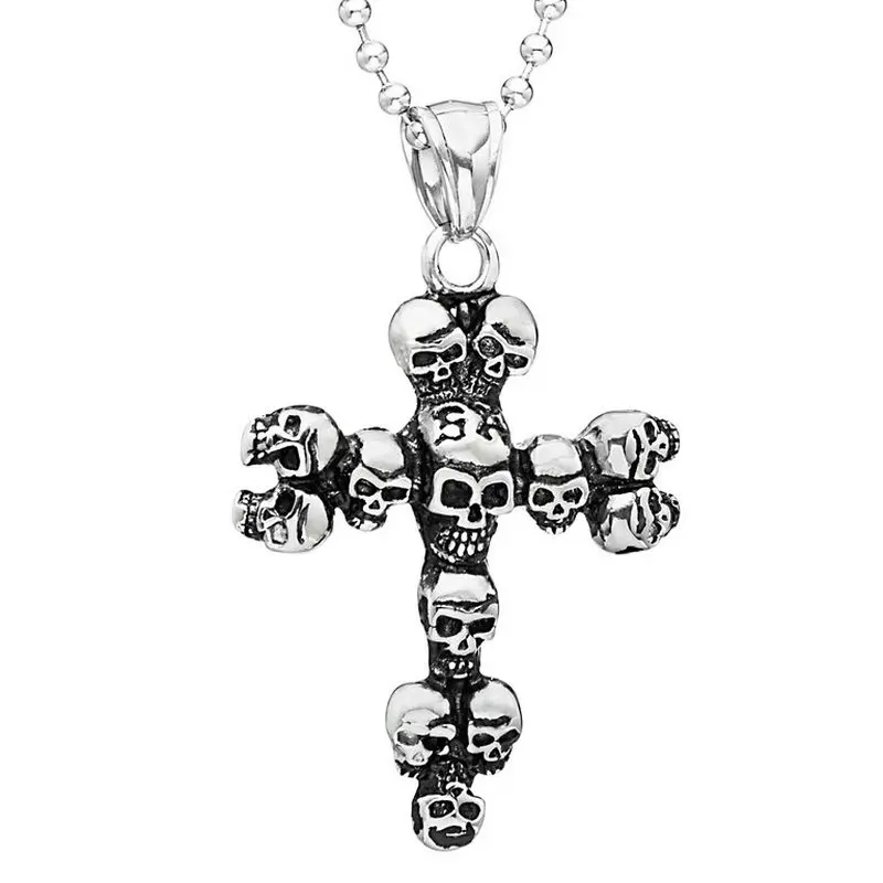 Stainless Steel Cross Skull Necklace Pendants Punk Jewelry Pendants