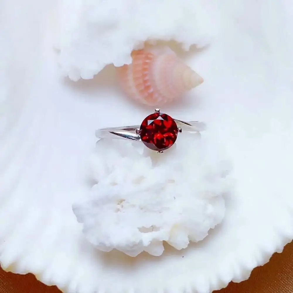 SHILOVEM 925 silver natural red garnet rings open classic wholesale Fine Jewellery women gift new 6*6mm mj0606999ags