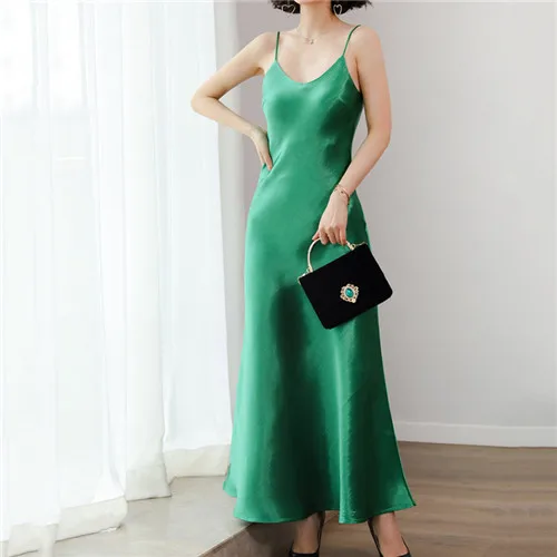 Женское летнее платье Новая мода Большой размер спагетти ремень женское платье без рукавов одноцветное женское платье NUW452 - Цвет: green