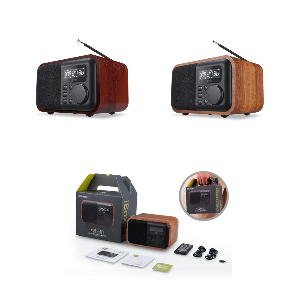 Bluetooth Колонка EStgoSZ деревянная с поддержкой FM радио и будильником|Радиоприёмники| |