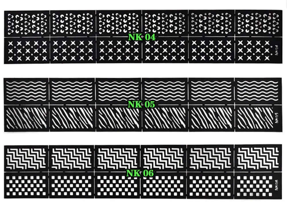 Многоразовый штамп-печатка DIY дизайн ногтей, полый шаблон печать наклеек трафарет руководство - Цвет: NK05