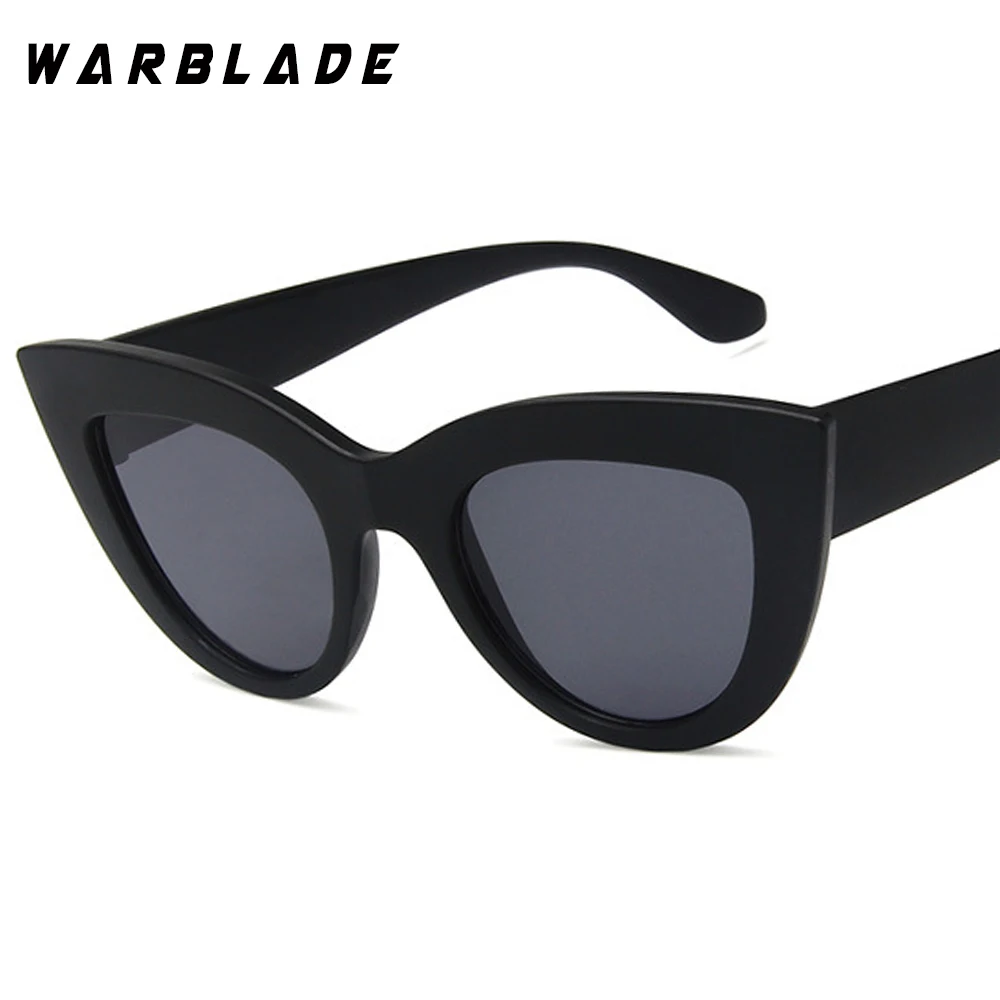 Модные солнцезащитные очки кошачий глаз женские брендовые дизайнерские солнцезащитные очки женские солнцезащитные очки Gafas De Sol женские очки WarBLade - Цвет линз: bright black