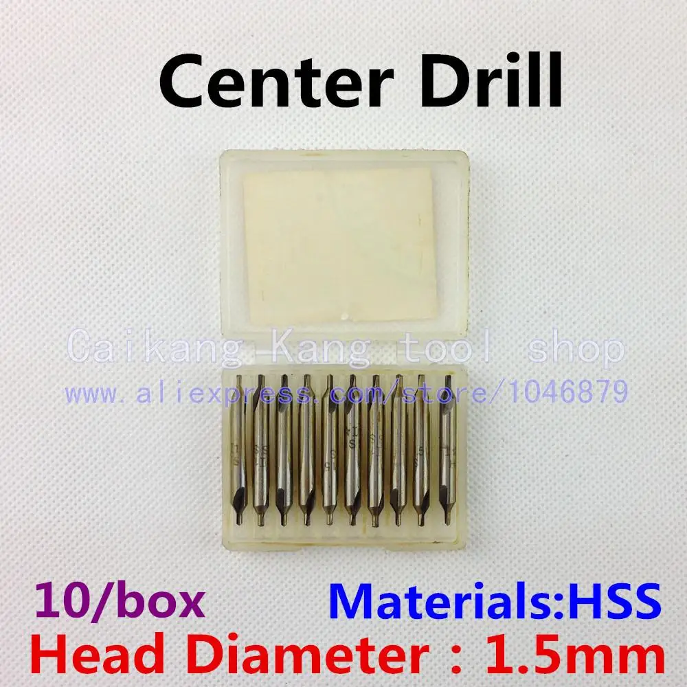 

10 / box, 60-degree center drill, without protective cone composite center drill 60 degrees, high-speed steel HSS. 1.5mm