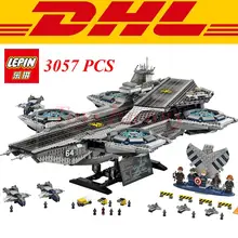DHL 3057PCS font b LEPIN b font 07043 Superheroe the Shield Helicarrier Aircraft Carrier Building Block