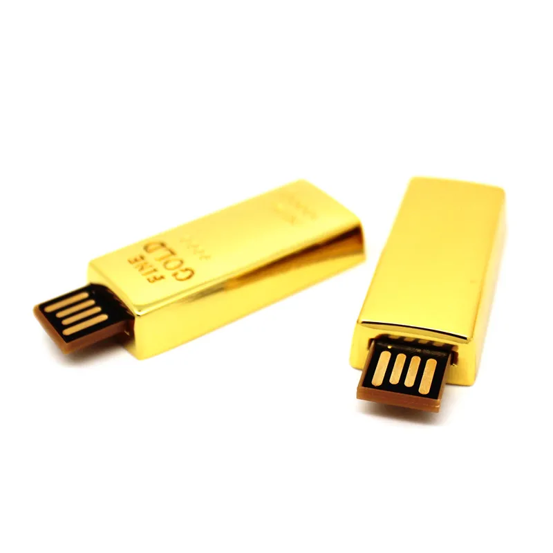 Металлический USB флэш накопитель в виде золотых полос/кирпичной модели флеш