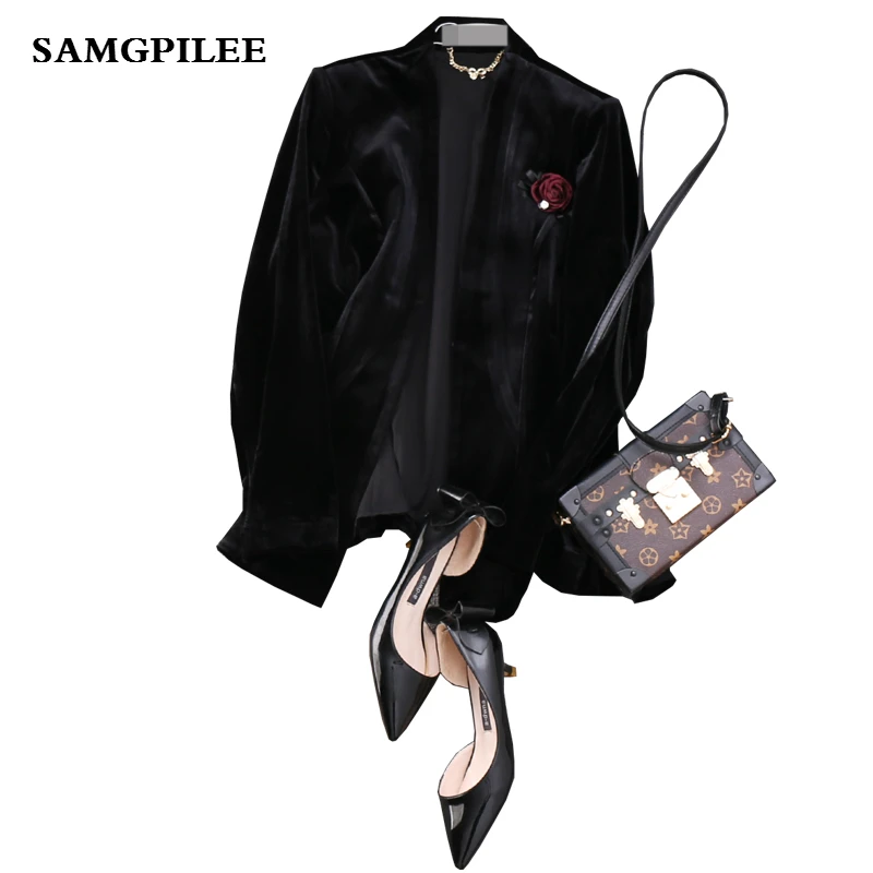 

2019 New Spring Casual Full sleeve Solid V-neck Covered Button fashion Slim Standard women Jackets Plus size L-4XL