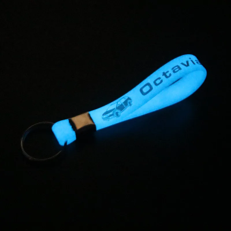 

Car-Styling Silicone Keychain Car Sticker Luminous Key Ring For Skoda Octavia A5 A7 Car Styling Auto Accessories