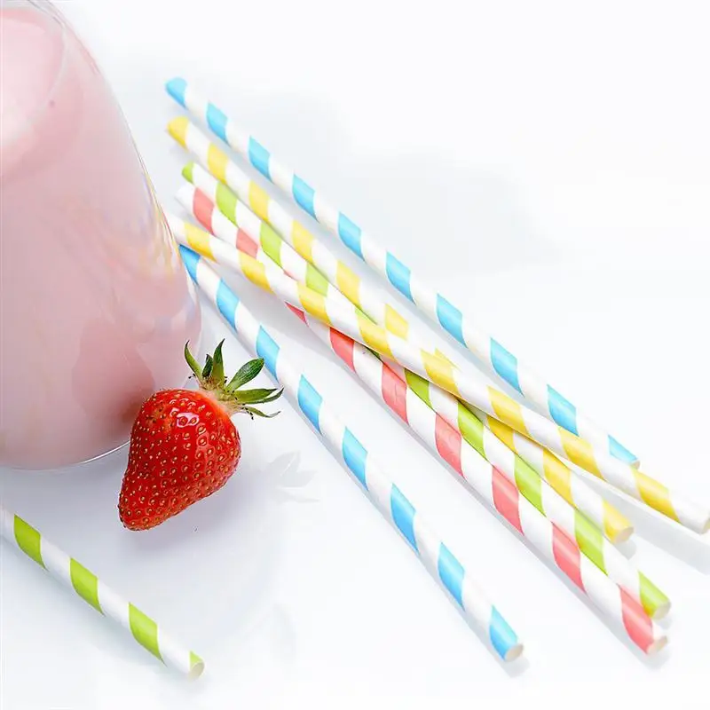 100 шт бумажные соломинки для питья разных цветов радуги, соломинки для питья на свадьбу, день рождения, вечеринку(красный, желтый, синий и зеленый