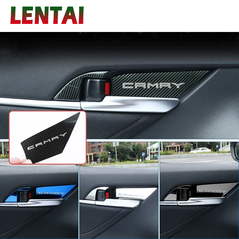 

LENTAI 4x Car Styling Stainless Steel Interior Door Handle Bowl Frame Cover Stickers For Toyota Camry XV70 2017 2018 Accessories