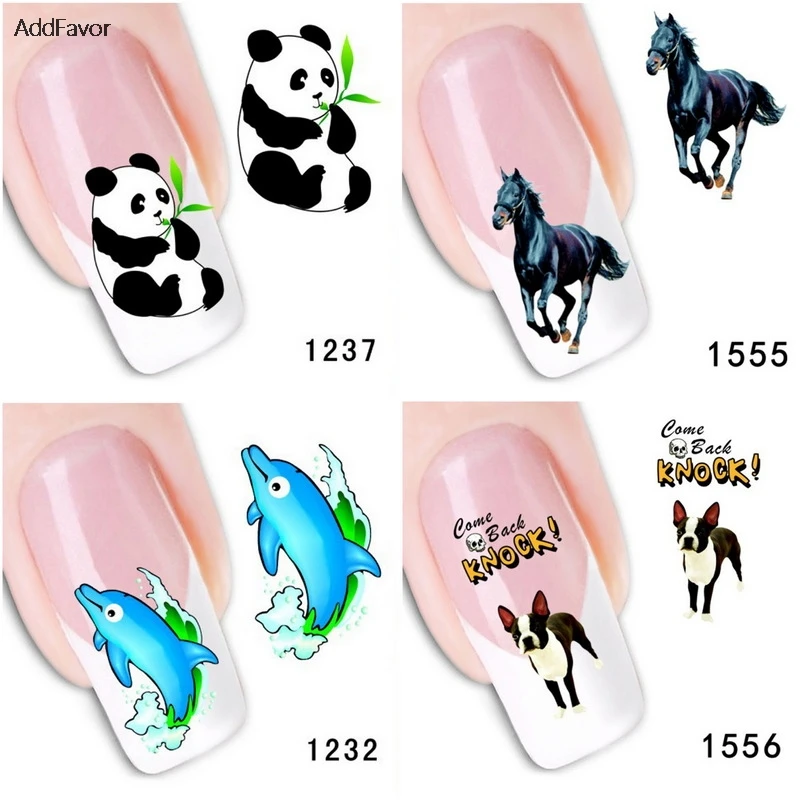 

2Pcs Nail Stickers DIY Nail Decoration Foils Dolphin Panda Cat Horse Dog Animal Feather Butterfly Floral Nail Art Sticker Decals