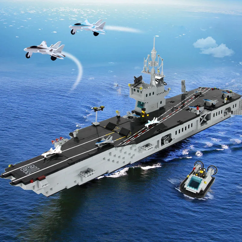 

DIY 990 unids Ensamblar juguetes Super portaaviones Militar Modelo bloques de construccion establece eductional ninos juguetes