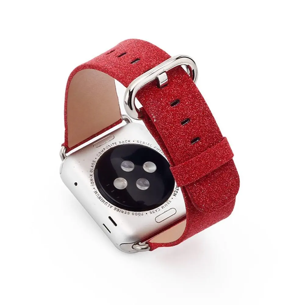 FOLOME Apple Watch, кожаный ремешок iWatch, экстремальный роскошный блестящий кожаный браслет, ремешок для iWatch 38/40/42/44 мм - Цвет ремешка: Red