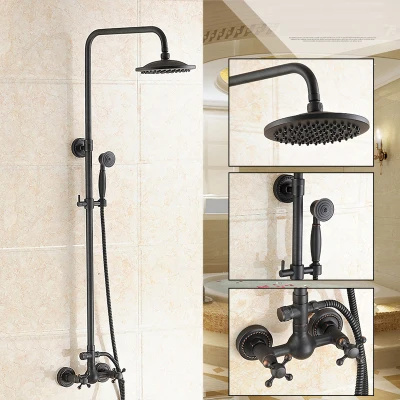 Us 279 0 Dofaso Black Bath Mixer Tap Vintage Shower Bathroom Set Wall Mount Oil Rubbed Br Antique Faucet In Us 279 0 Dofaso Black Bath Mixer Tap Vintage Shower Bathroom Set Wall Mount Oil Rubbed Br Antique Faucet In