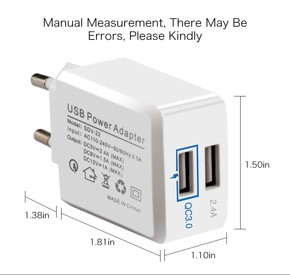 Двойное быстрое USB зарядное устройство, двойное настенное зарядное устройство, адаптер питания, универсальное зарядное устройство для мобильного телефона для iPhone 7 8 samsung S8, зарядное устройство для планшета 35