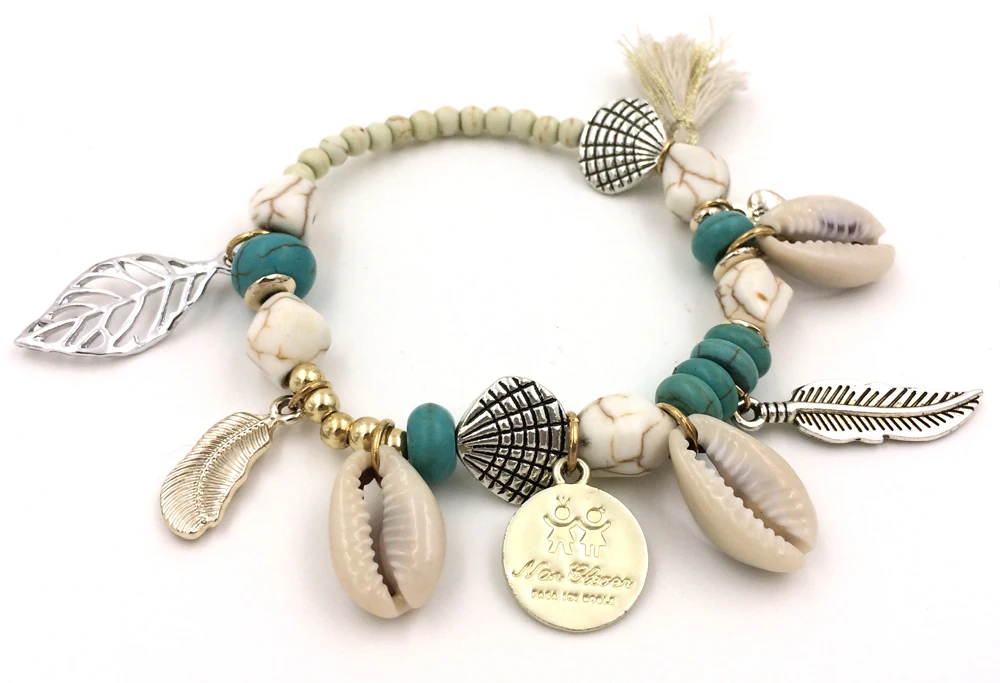 2015 New Euro Jewelry Wholesale Charm pendants Bracelet shell bangles for women vintage bracelet