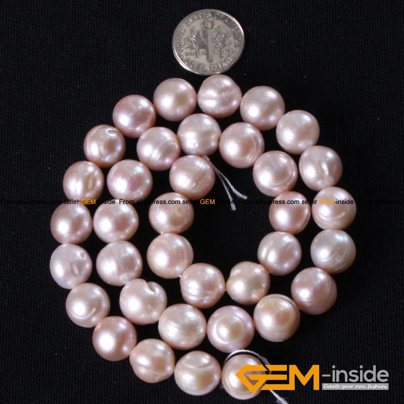 Pearl:11-12mm Round Genuine Freshwater Pearl Beads Strand 15