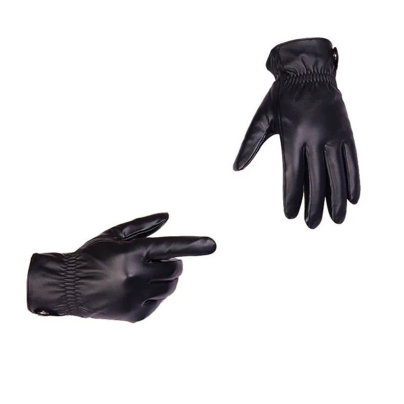 1 пара черные мужские зимние кожаные мотоциклетные полный палец Сенсорный экран теплые перчатки